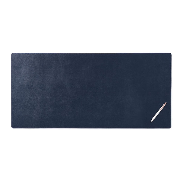 Dacasso Navy Blue Bonded Leather 36" x 17" No Core Rollable Desk Mat/Pad PR-5049 - main
